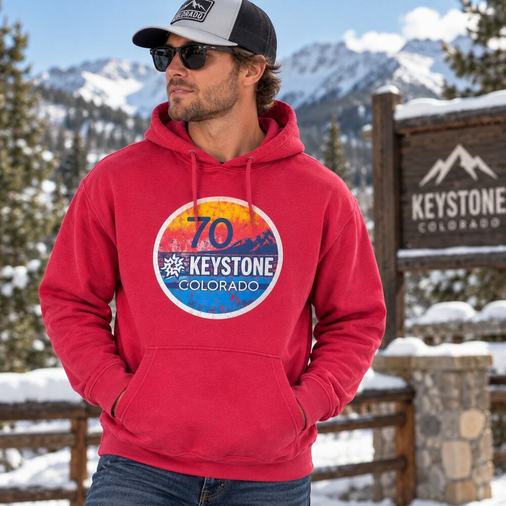 Port & Company Keystone Colorado ’70 Red Graphic Hoodie Men’s Size Medium